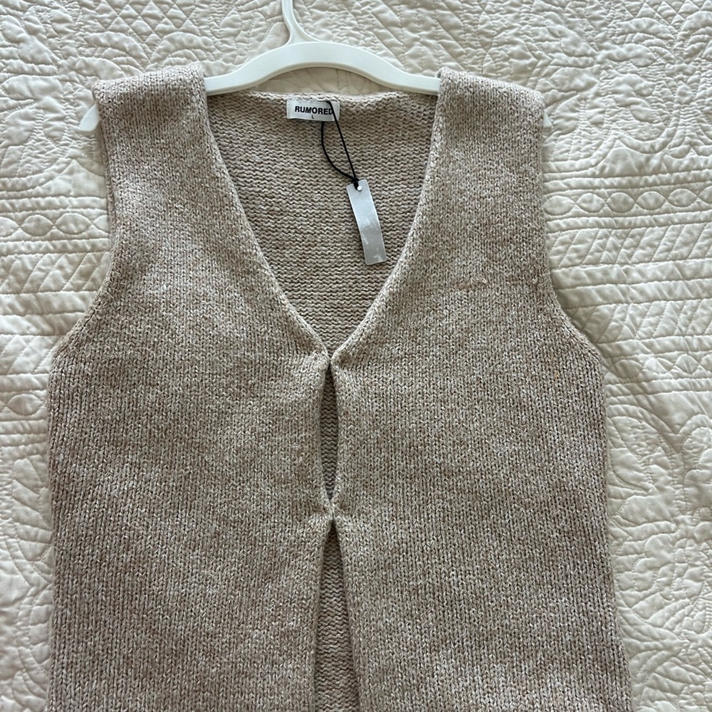Rumored Tan Knit Sweatervest - Picture 3 of 5
